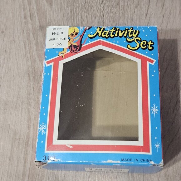 Vintage Miniature Plastic Nativity Scene Silver Glitter Christmas Retro - Picture 8 of 11